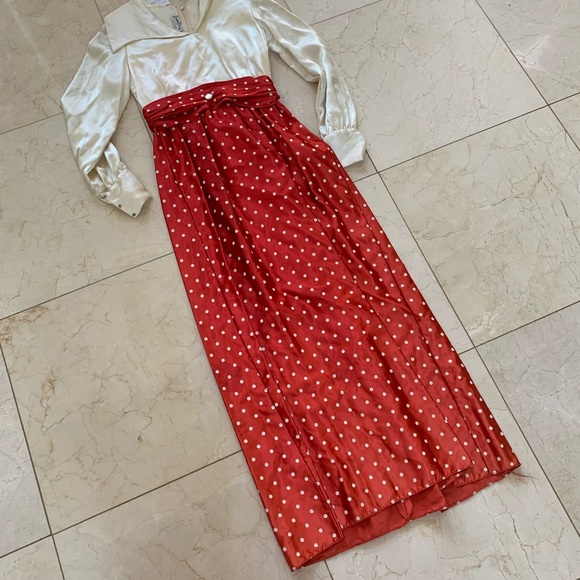 Emma Domb Cream and Red Polka Dot Vintage Dress - Picture 3 of 6